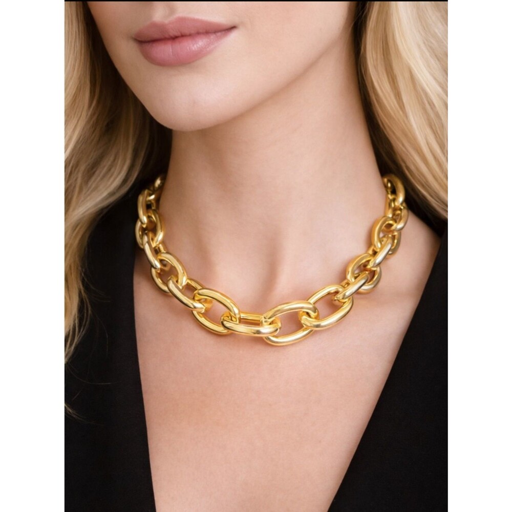 Chunky Gold Cuban Link Chain Necklace Statement Choker Adjustable Oversized